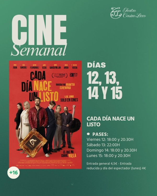 CINE SEMANAL | 12, 13, 14 y 15 de junio