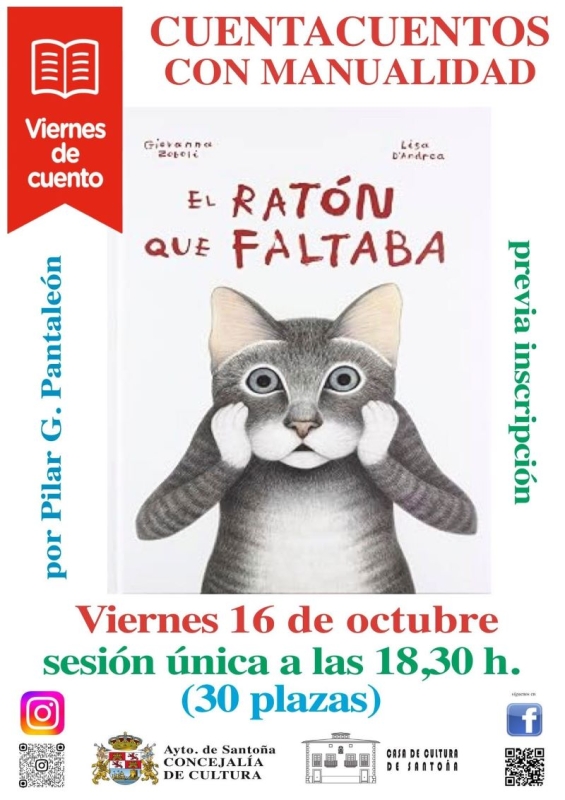 CUENTACUENTOS CON MANUALIDAD VIERNES 16 A LAS 18:30
